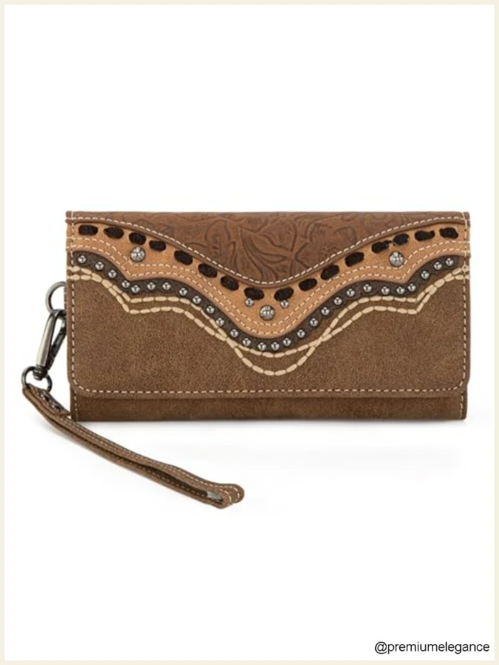 Tri-Fold Wristlet Wallet with RFID Blocking Vegan Leather